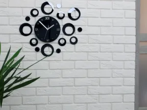 ModernClock 3D nalepovacie hodiny Rings čierne