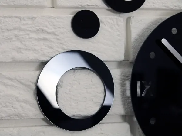 ModernClock 3D nalepovacie hodiny Rings čierne
