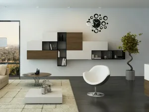 ModernClock 3D nalepovacie hodiny Rings čierne