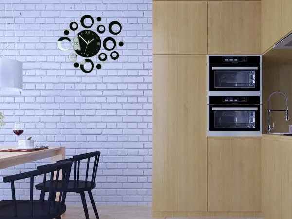 ModernClock 3D nalepovacie hodiny Rings čierne