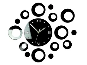 ModernClock 3D nalepovacie hodiny Rings čierne
