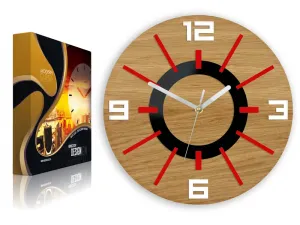 ModernClock Nástenné hodiny Alladyn Wood červeno-čierne