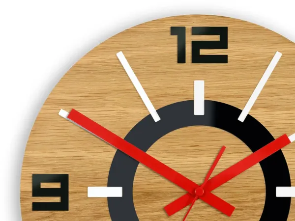ModernClock Nástenné hodiny Alladyn Wood hnedo-červené
