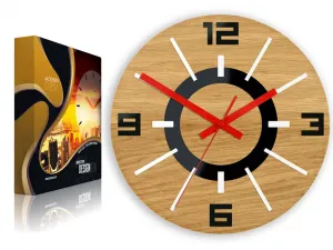 ModernClock Nástenné hodiny Alladyn Wood hnedo-červené