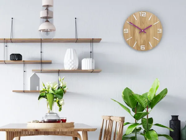 ModernClock Nástenné hodiny Arabic Wood hnedo-fialové