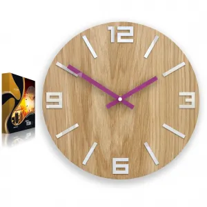 ModernClock Nástenné hodiny Arabic Wood hnedo-fialové
