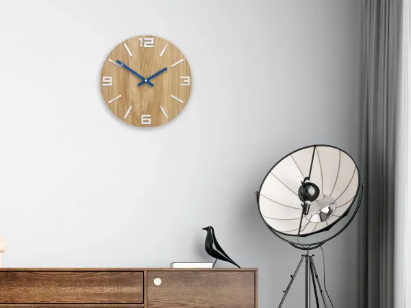 ModernClock Nástenné hodiny Arabic Wood hnedo-modré