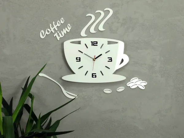 ModernClock Nástenné hodiny Coffee biele