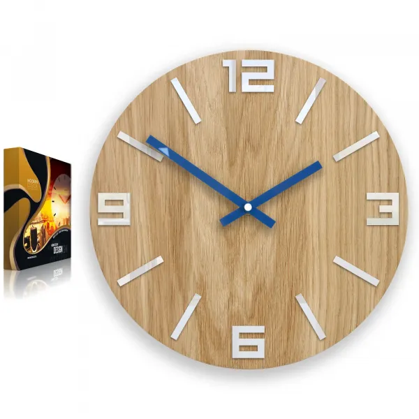 ModernClock Nástenné hodiny Arabic Wood hnedo-modré