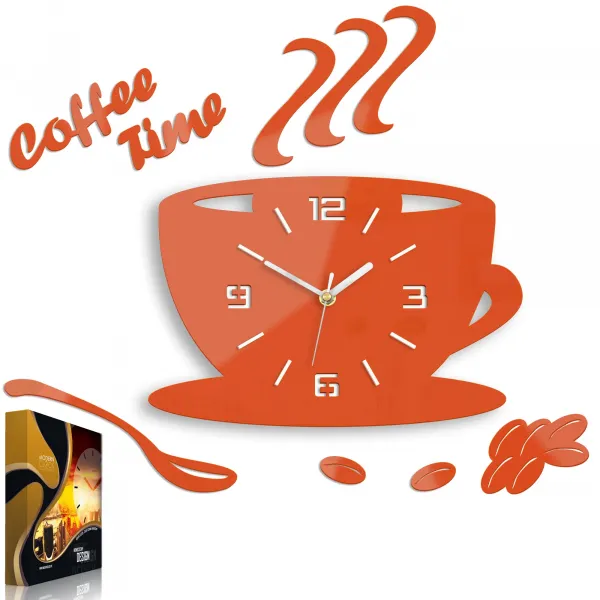 ModernClock Nástenné hodiny Coffee oranžové