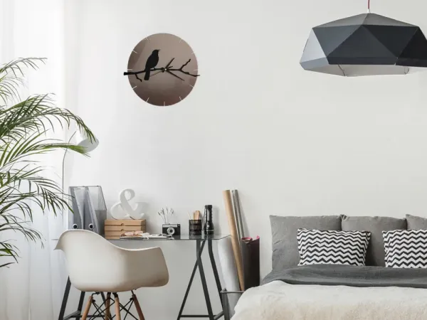 ModernClock Nástenné hodiny Bird šedo-čierne