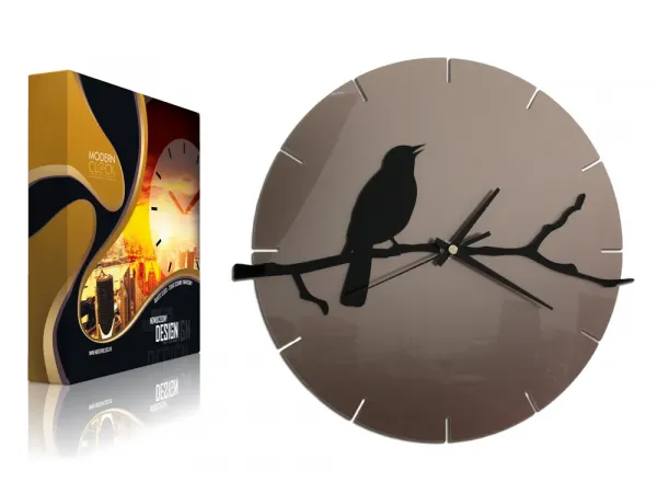 ModernClock Nástenné hodiny Bird šedo-čierne