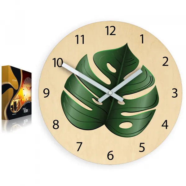 ModernClock Nástenné hodiny Sheet hnedo-zelené