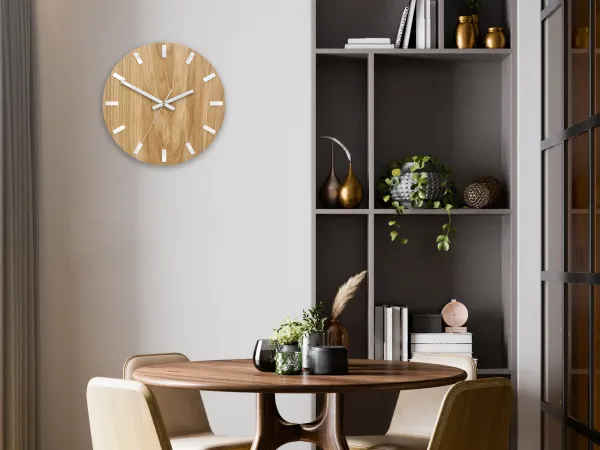 ModernClock Nástenné hodiny Simple Oak hnedo-biele