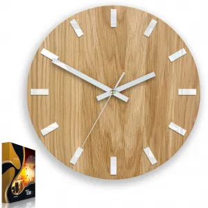 ModernClock Nástenné hodiny Simple Oak hnedo-biele