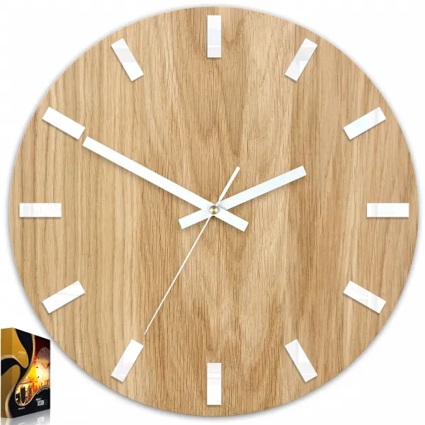 ModernClock Nástenné hodiny Simple Oak hnedo-biele