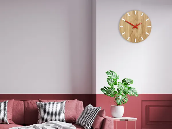 ModernClock Nástenné hodiny Simple Oak hnedo-červené