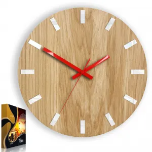 ModernClock Nástenné hodiny Simple Oak hnedo-červené