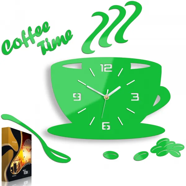 ModernClock Nástenné hodiny Coffee zelené