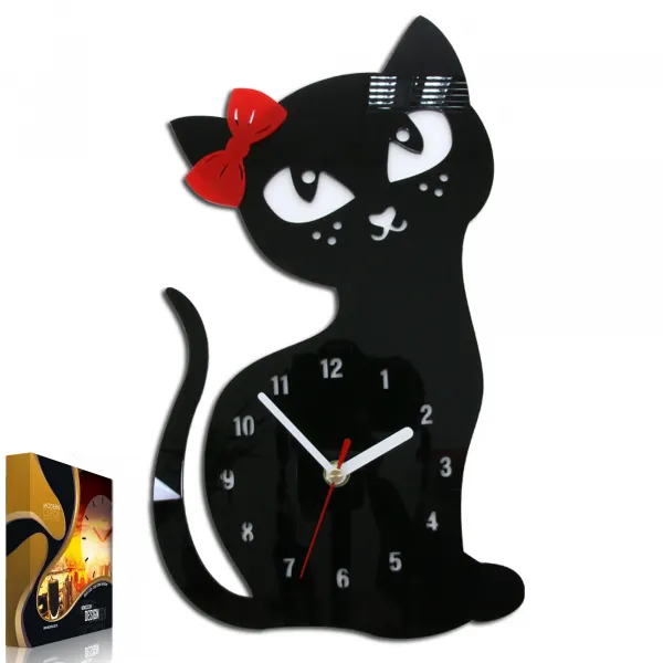 ModernClock Nástenné hodiny Cat čierne