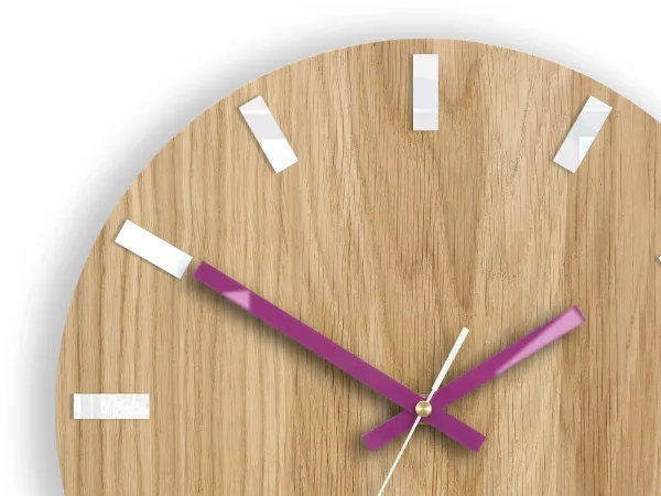 ModernClock Nástenné hodiny Simple Oak hnedo-fialové