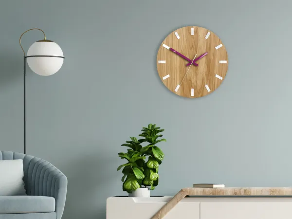 ModernClock Nástenné hodiny Simple Oak hnedo-fialové
