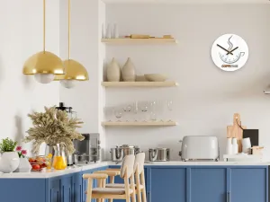 ModernClock Nástenné hodiny Coffe Time biele