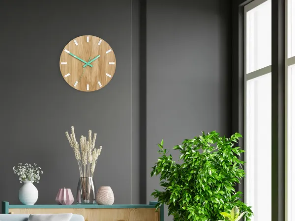 ModernClock Nástenné hodiny Simple Oak hnedo-mätové