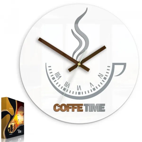 ModernClock Nástenné hodiny Coffe Time biele