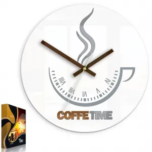 ModernClock Nástenné hodiny Coffe Time biele