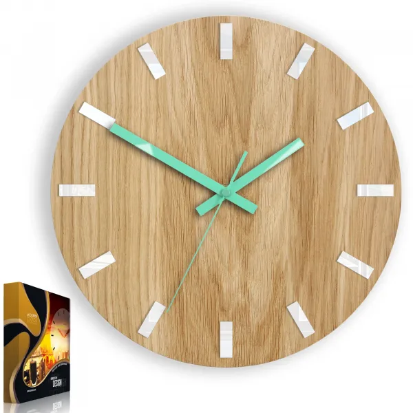 ModernClock Nástenné hodiny Simple Oak hnedo-mätové