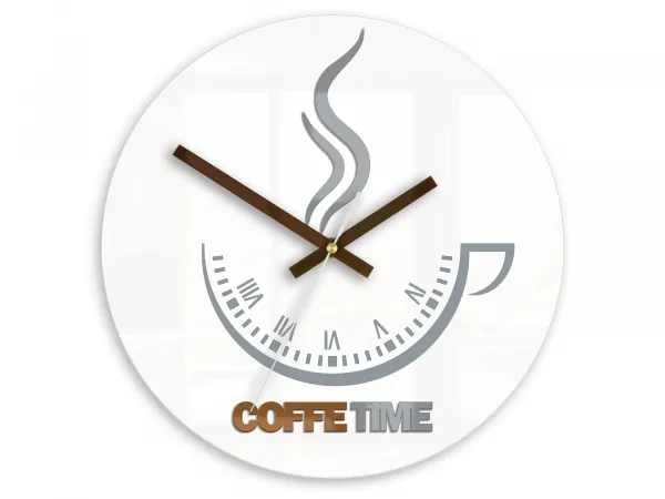 ModernClock Nástenné hodiny Coffe Time biele