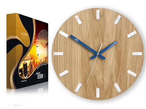 ModernClock Nástenné hodiny Simple Oak hnedo-modré