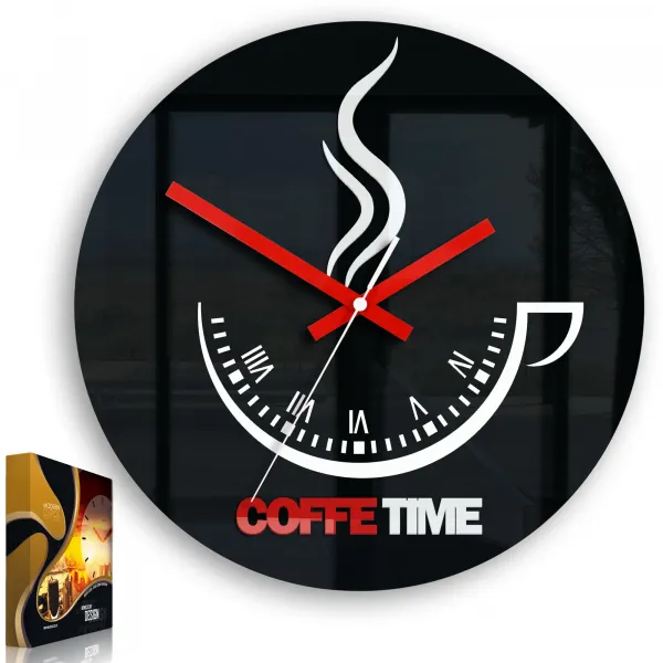 ModernClock Nástenné hodiny Coffe Time čierne