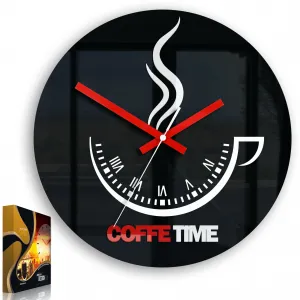 ModernClock Nástenné hodiny Coffe Time čierne