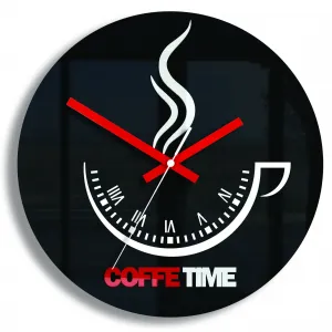 ModernClock Nástenné hodiny Coffe Time čierne