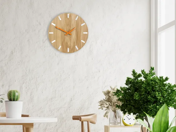 ModernClock Nástenné hodiny Simple Oak hnedo-oranžové