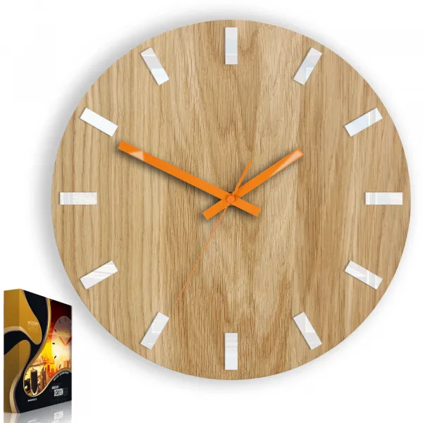 ModernClock Nástenné hodiny Simple Oak hnedo-oranžové