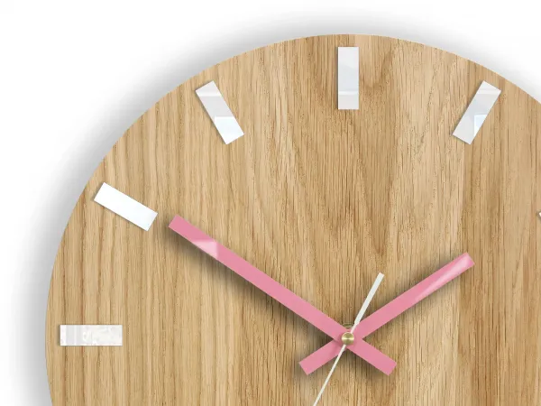 ModernClock Nástenné hodiny Simple Oak hnedo-ružové