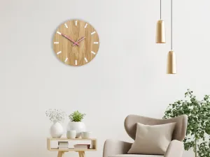 ModernClock Nástenné hodiny Simple Oak hnedo-ružové