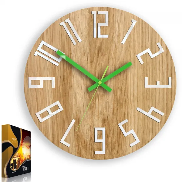 ModernClock Nástenné hodiny Slim hnedo-zelené