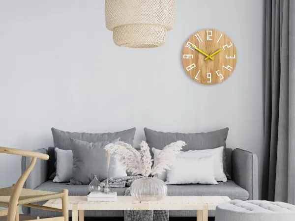 ModernClock Nástenné hodiny Slim hnedo-žlté