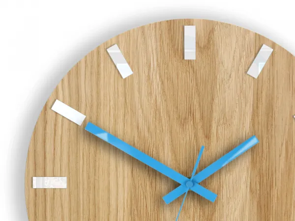 ModernClock Nástenné hodiny Simple Oak hnedo-tyrkysové