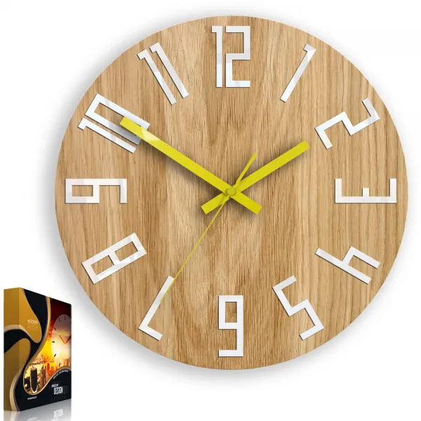 ModernClock Nástenné hodiny Slim hnedo-žlté