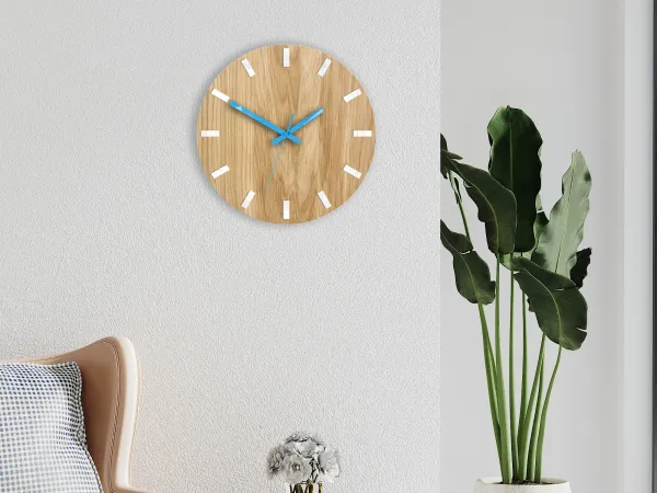 ModernClock Nástenné hodiny Simple Oak hnedo-tyrkysové
