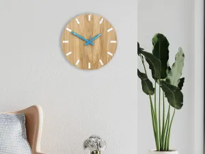 ModernClock Nástenné hodiny Simple Oak hnedo-tyrkysové