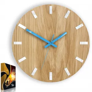 ModernClock Nástenné hodiny Simple Oak hnedo-tyrkysové