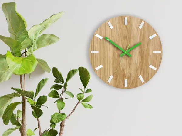 ModernClock Nástenné hodiny Simple Oak hnedo-zelené