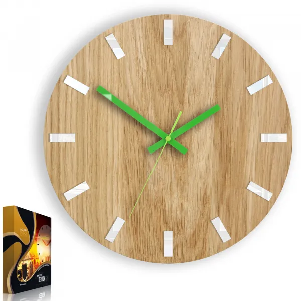 ModernClock Nástenné hodiny Simple Oak hnedo-zelené