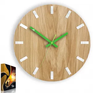 ModernClock Nástenné hodiny Simple Oak hnedo-zelené